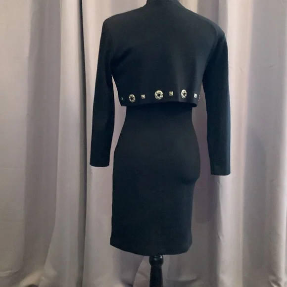 Vintage Andrea Jovine 100% wool dress with gold grommets. Size Large. - Picture 6 of 8